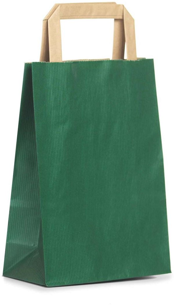 Shopper Carta Sealing Verde Scuro con Maniglia Piatta