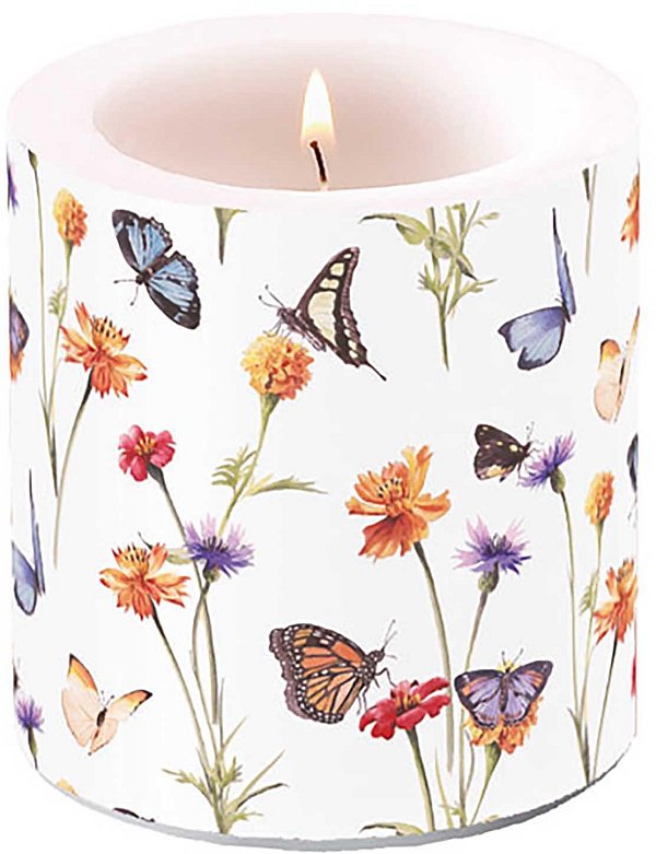 Candela Piccola Decorata Butterfly Garden