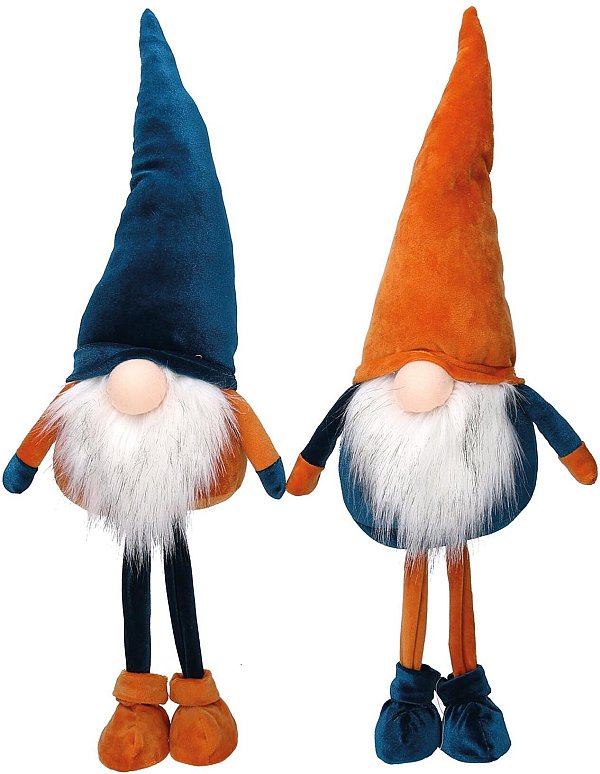 Set Gnomi in Tessuto Blu/Arancio con Cappello