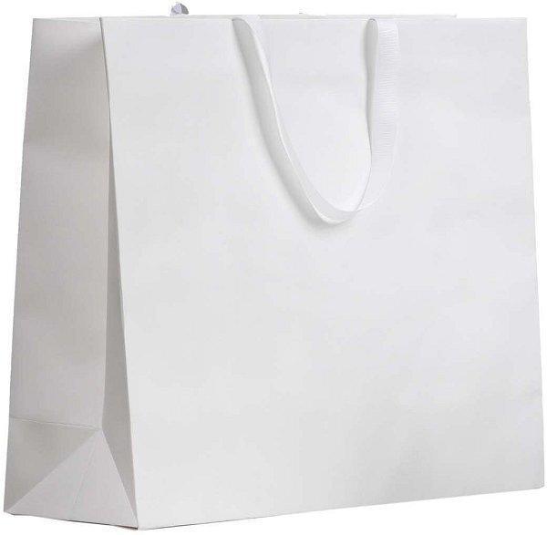 Shopper Carta Charme Bianco con Maniglia in Grosgrain