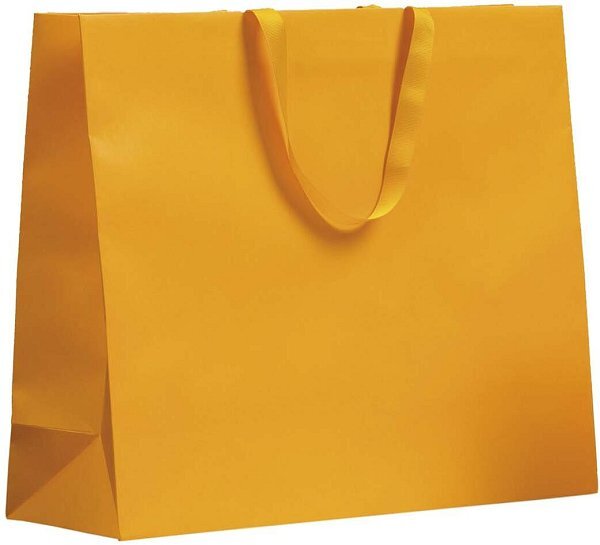 Shopper Carta Charme Giallo Ocra con Maniglia in Grosgrain