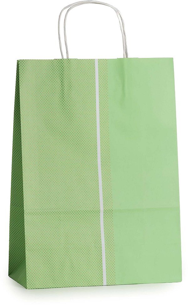 Shopper Carta Millepunti Verde menta con Maniglia Intrecciata