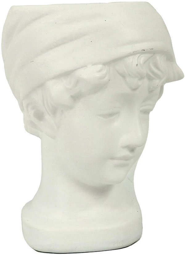 Vaso in Resina Busto Bianco con Copricapo