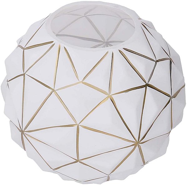 Vaso di Vetro Tondo Bianco con Reticolo Dorato