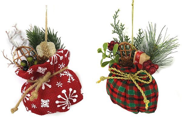 Set Sacchi Regalo in Tessuto Rosso Appendibili