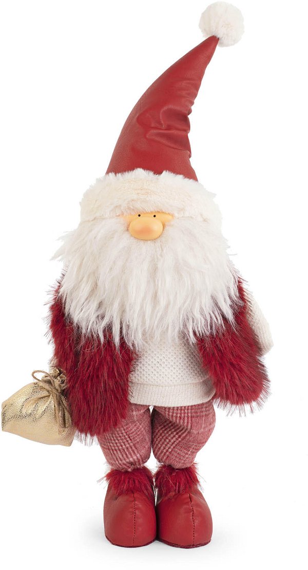 Babbo Natale in Tessuto Bordeaux con Sacco Oro