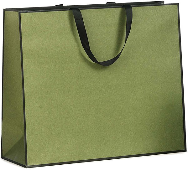 Shopper Carta Lusso Boutique Green con Maniglia in Grosgrain