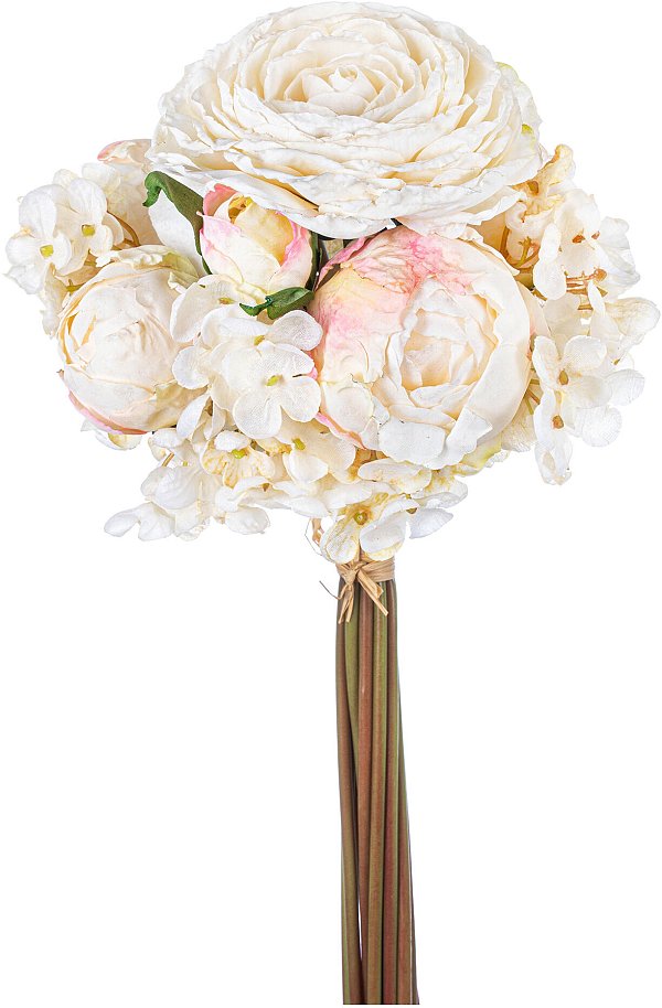 Bouquet Misto Ranuncoli/Ortensie con 14 Rami Effetto Secco