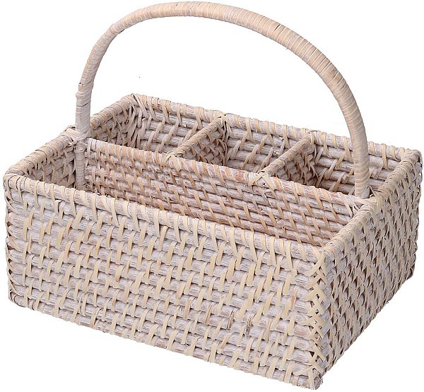 Portaposate in Rattan Algarve Sbiancato Rettangolare