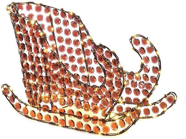 Slitta di Cristalli in Acrilico Marrone con Luce Calda Fissa