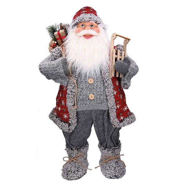 Babbo Natale Maxi in Tessuto Rosso e Fiocchi di Neve