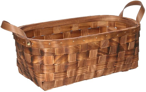 Cesto in Legno Marrone Ovale con Manici