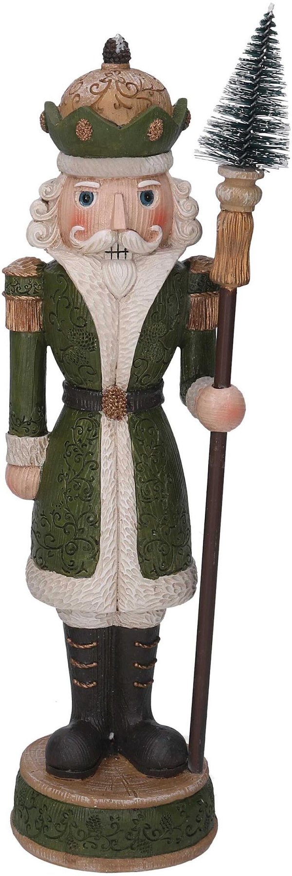 Soldatino in Resina Verde Effetto Legno con Bastone