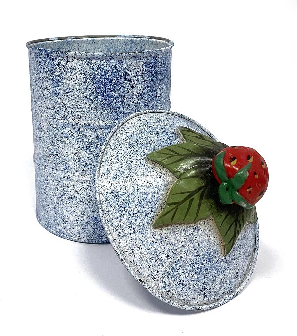 Scatola in Metallo Blu Fragola con Coperchio
