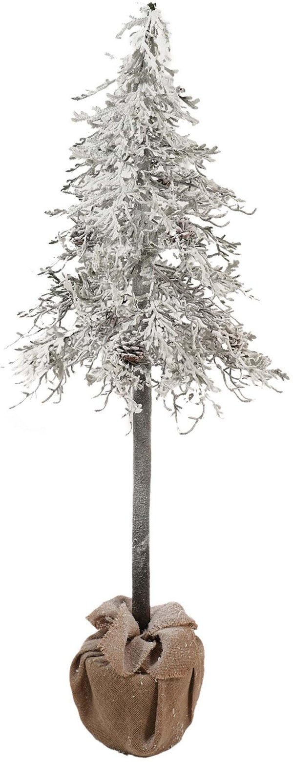 Albero Manzanite Innevato con Base in Juta e Pigne