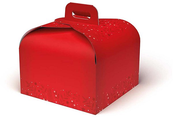 Portapanettone Piccolo Vischio Fondo Rosso