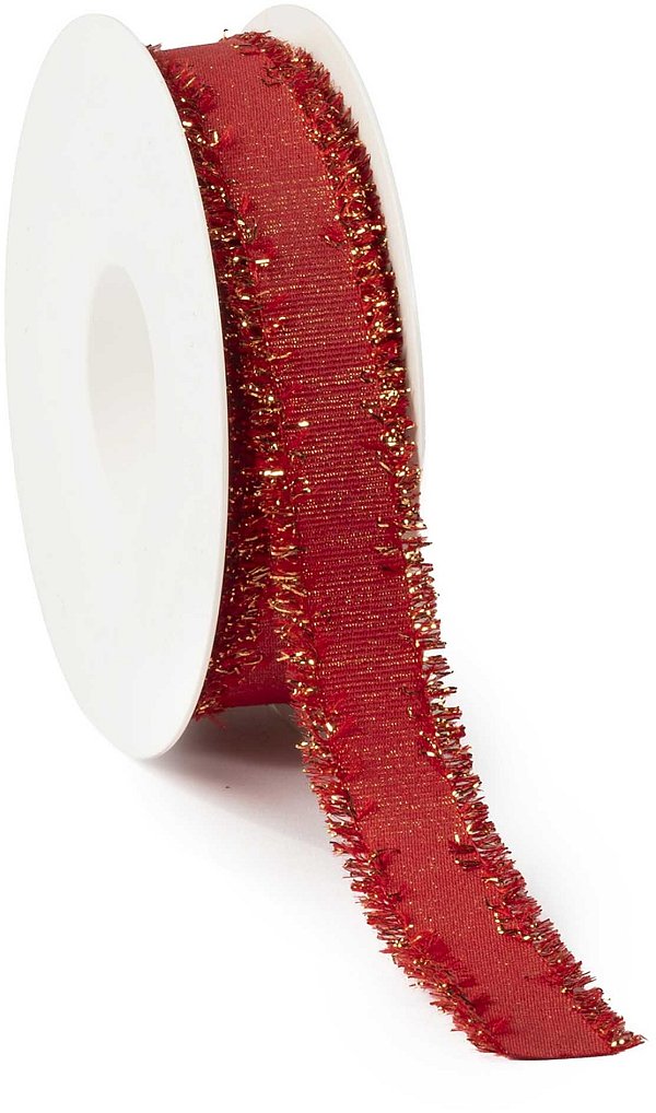 Nastro Tessuto Laminato Sfrangiato Rosso/Oro
