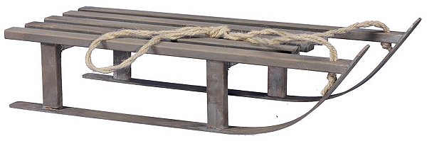 Slitta in Legno Grigio con Corda