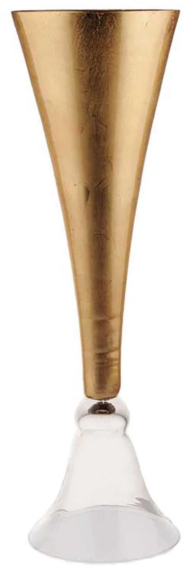 Vaso di Vetro Wazon Helios Dorato Albizia con Base Trasparente