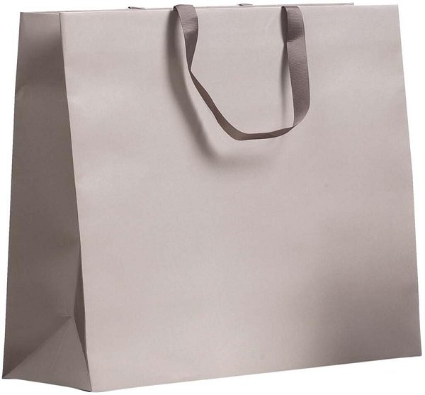 Shopper carta Charme tortora con maniglia in grosgrain
