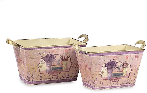 Set Vaschette in Metallo Rettangolari Lavanda