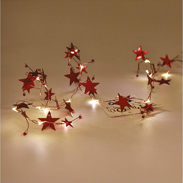 Collana 20 nanoled Stelline rosse metal