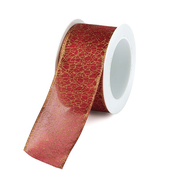 Nastro in Tessuto Bordeaux Golden Luxury con Glitter