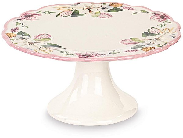 Alzata con Fiori Dolomite in Ceramica