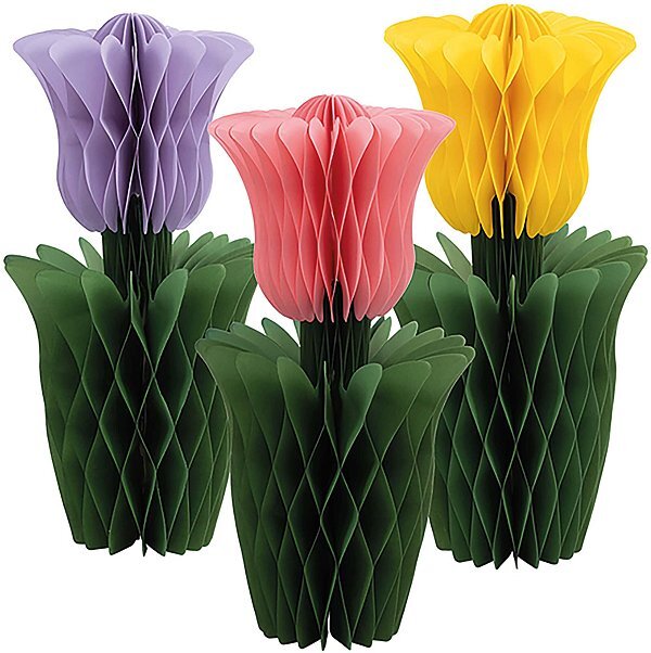 Set Tulipani in Carta Lilla/Rosa/Giallo con Magnete