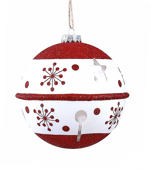 Decorazione Campanello Snowflake in Plastica Bianco/Rosso