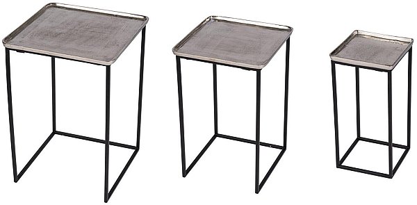Set Tavolini in Metallo Silver/Nero
