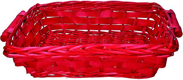 Cesto Vimini Rosso Rettangolare con Manici