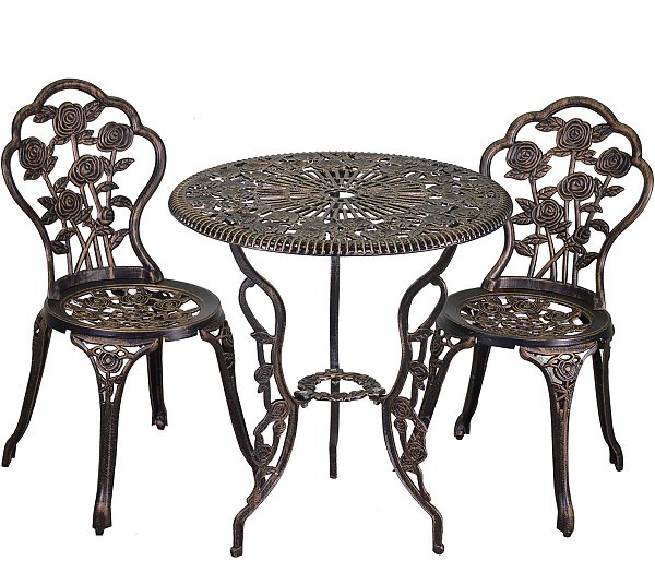 Tavolo in Alluminio Verona Bronzo con 2 Sedie