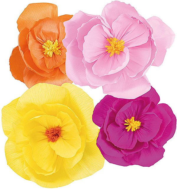 Set Fiori in Carta Rosa/Arancio/Giallo/Fucsia