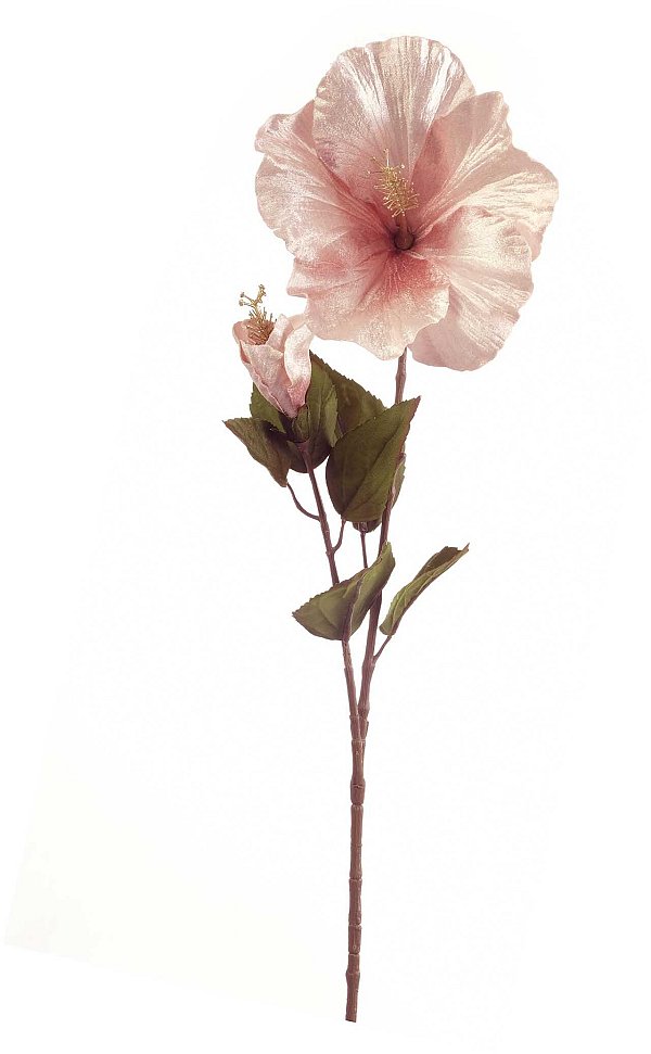 Ramo Ibiscus Glamour Velvet con 1 Fiore + 1 Boccio Rosa Chiaro