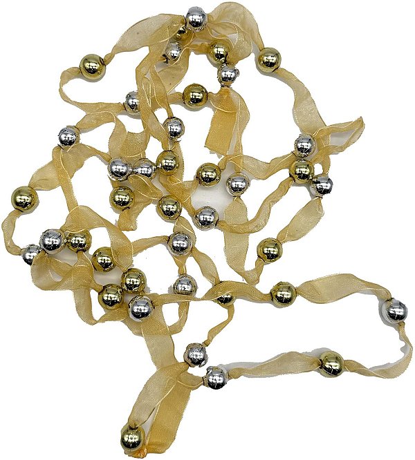 Nastro organza con sferette metallo oro/argento