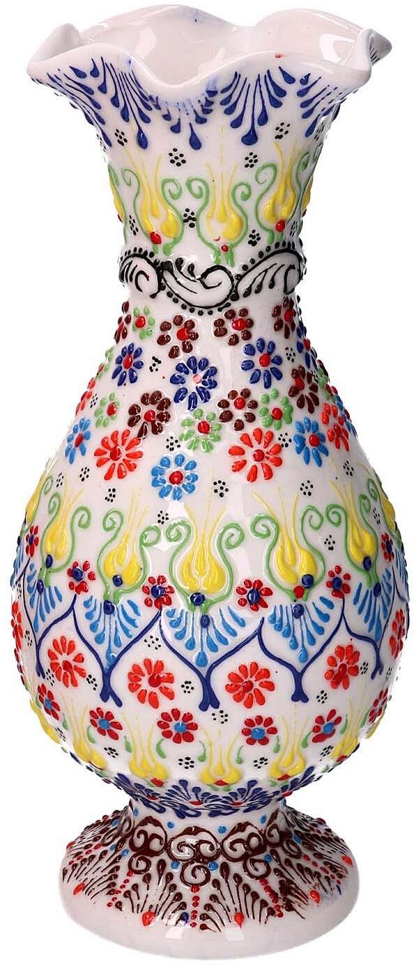 Vaso Anfora Bianco Decorato in Ceramica