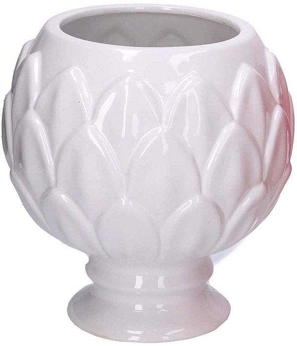 Vaso Calice Pigna in Ceramica Bianca