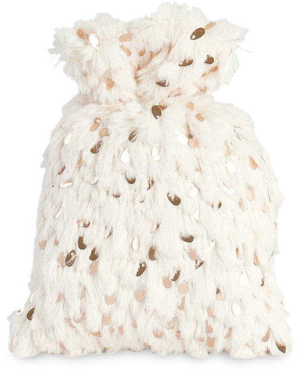 Sacchi Ecopelliccia Avorio con Paillettes Dorate