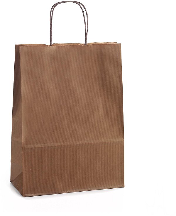 Shopper Carta Sealing Marrone con Maniglia Intrecciata