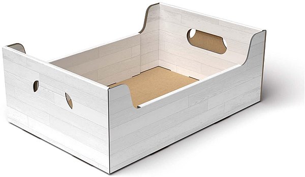 Cassetta in Cartone Stampa Teak Bianco