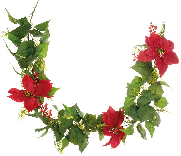 Ghirlanda Verde con Stelle di Natale Rosse