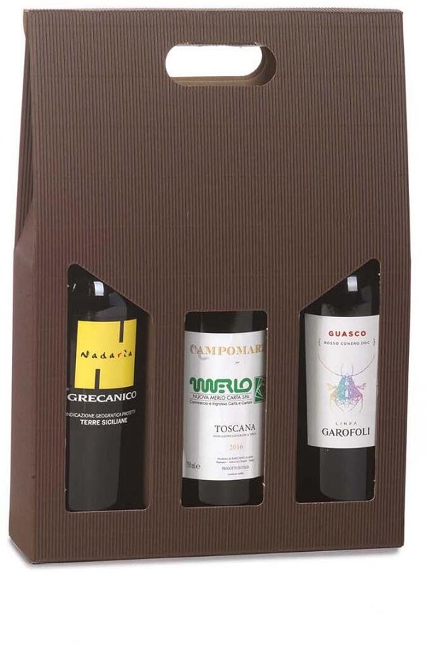 Scatola Portabottiglie Serie Onda Marrone