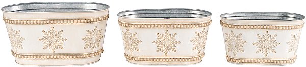 Set Contenitori Ovali in Metallo con Fiocchi di Neve