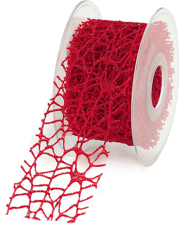 Bobina Rete Deco Spider Glitter Rosso
