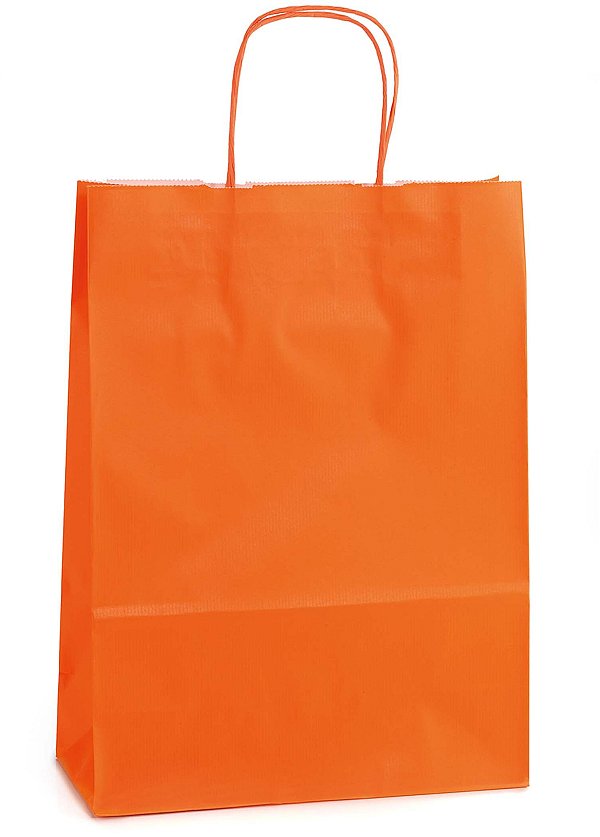 Shopper Carta Kraft Arancio con Maniglia Intrecciata