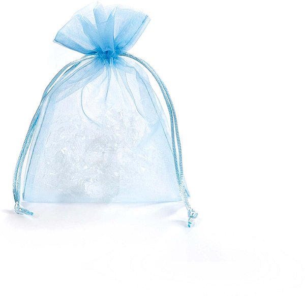 Sacchetti Organza Azzurro con Cordino in Raso