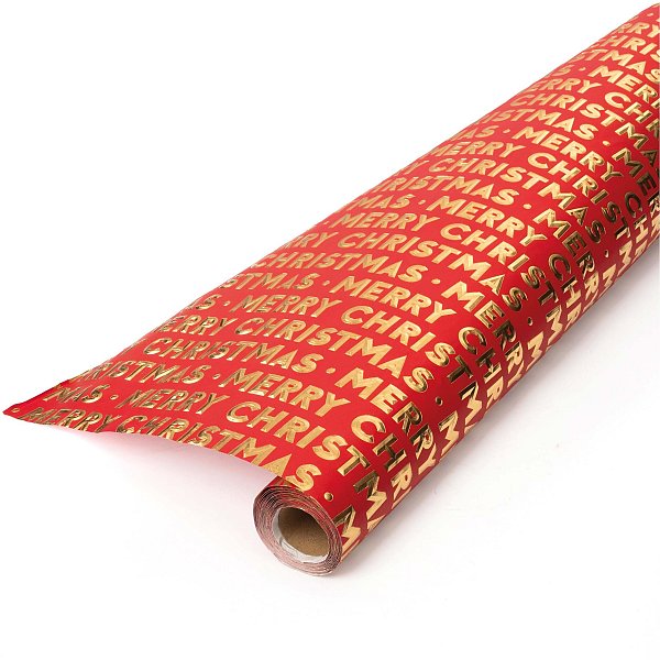 Bobina di Carta Merry Christmas con Stampa Oro in Rilievo