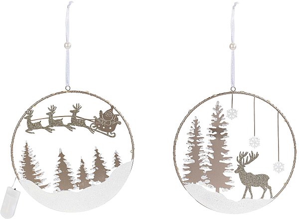 Set Deco Slitta/Bosco Oro con Led (Batteria inclusa)