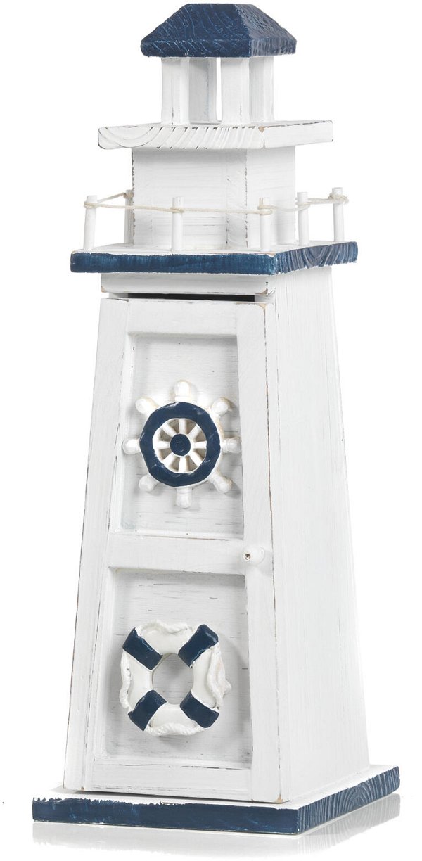 Faro in Legno Bianco/Blu con 1 Anta
